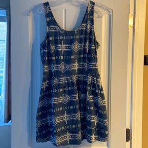 Topshop New Denim Blue Aztec Lace Tie Back Dress